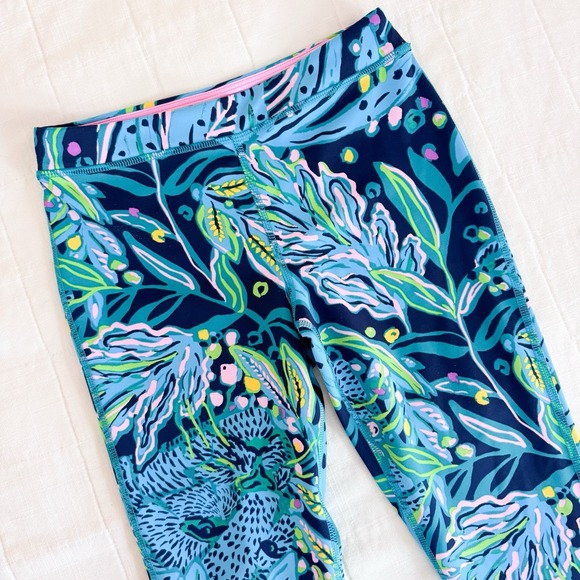 Lilly Pulitzer Other - Lilly Pulitzer Luxletic Leggings Girls L 8-10 Low Tide Navy Catty Purrsonality